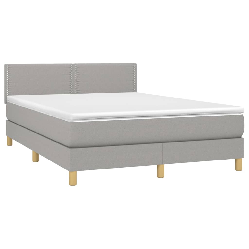 Box spring bed with mattress light grey 140x200 cm fabric