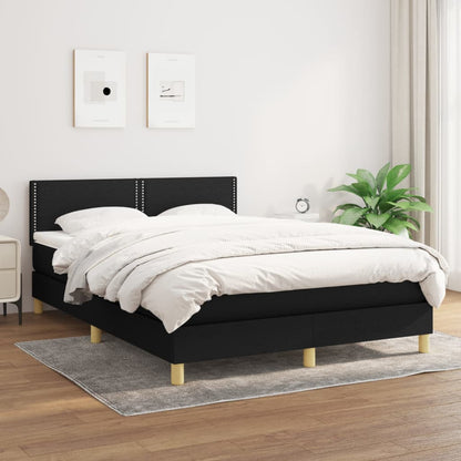 Box spring bed with mattress black 140x200 cm fabric