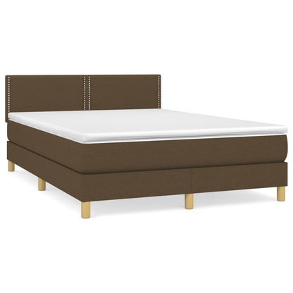 Box spring krevet s madracem tamno smeđa tkanina 140x200 cm