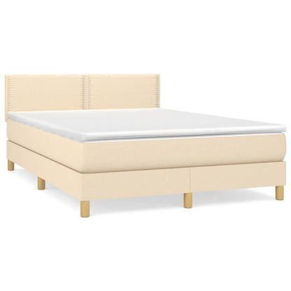 Box spring bed with mattress cream 140x200 cm fabric