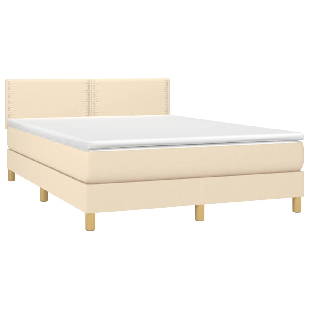 Box spring bed with mattress cream 140x200 cm fabric