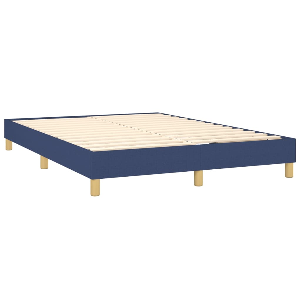 Box spring bed with mattress blue 140x200 cm fabric