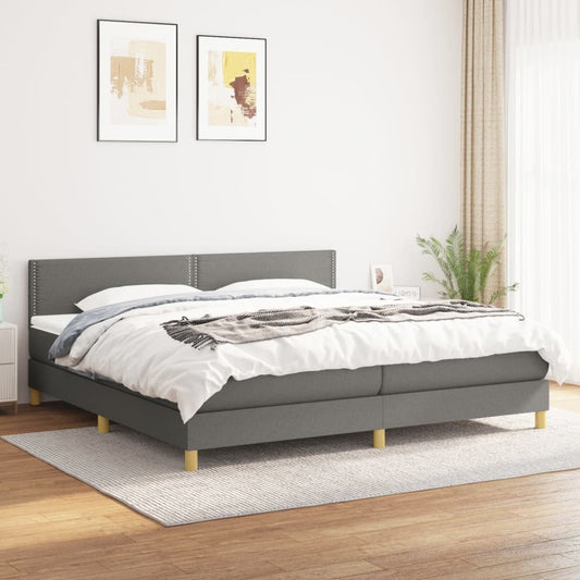 Box spring krevet s madracem tamno siva tkanina 200x200 cm