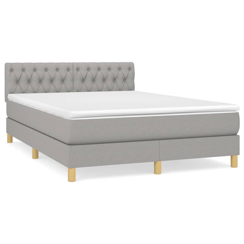Box spring bed with mattress light grey 140x200 cm fabric