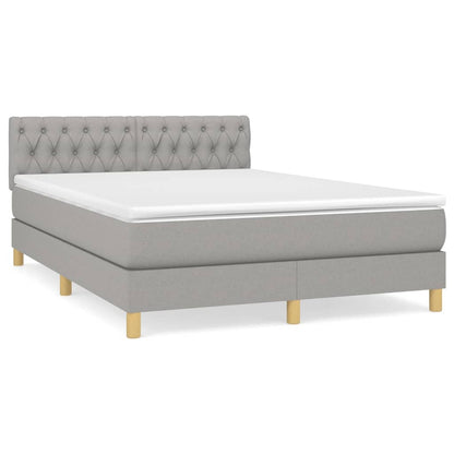 Box spring bed with mattress light grey 140x200 cm fabric