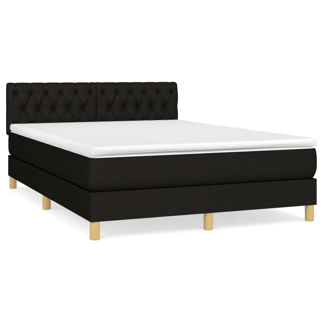 Box spring bed with mattress black 140x200 cm fabric