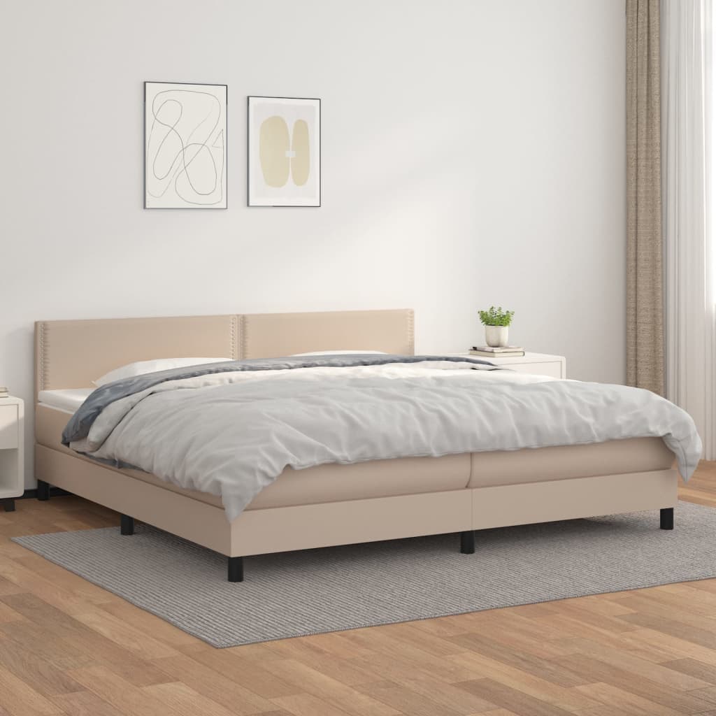 Boxspringbett Matratze Cappuccino-Braun 200x200cm Kunstleder