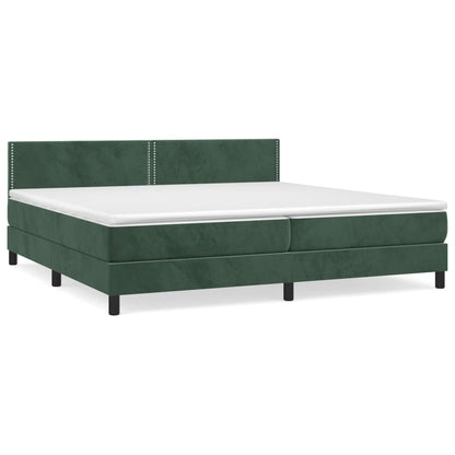 Box spring bed with mattress dark green 200x200 cm velvet