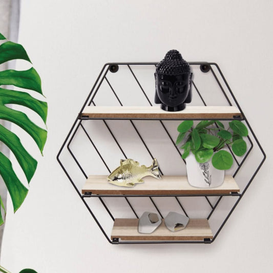 Home&amp;Styling wall shelf with 3 shelves natural and black