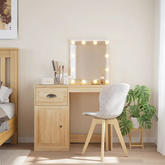 Dressing table with LED lights Sonoma oak 90x42x132.5 cm