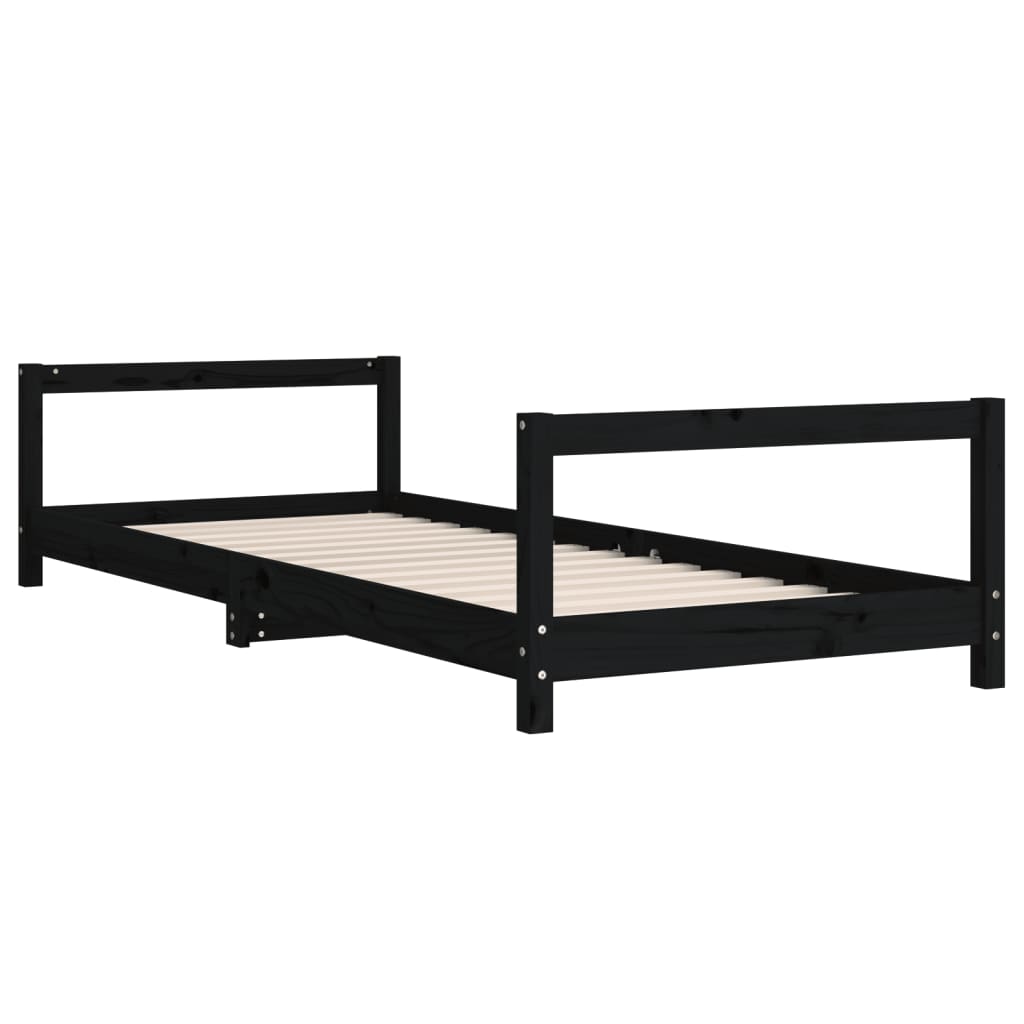 Children's bed black 90x190 cm solid pine wood