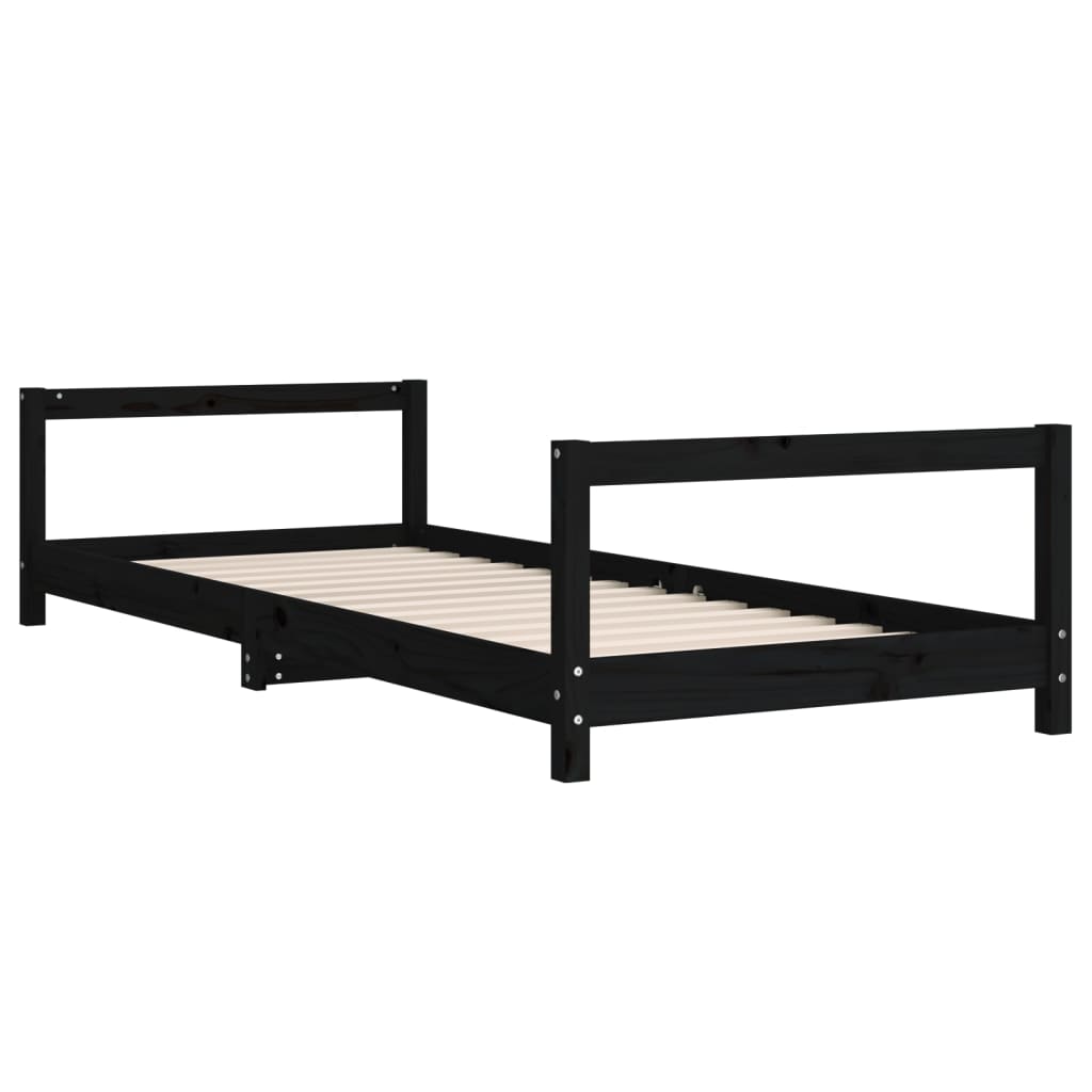 Children's bed black 90x190 cm solid pine wood