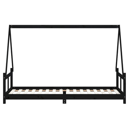 Children's bed black 80x200 cm solid pine wood
