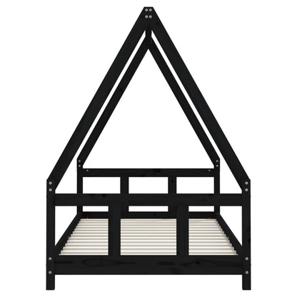 Children's bed black 90x190 cm solid pine wood
