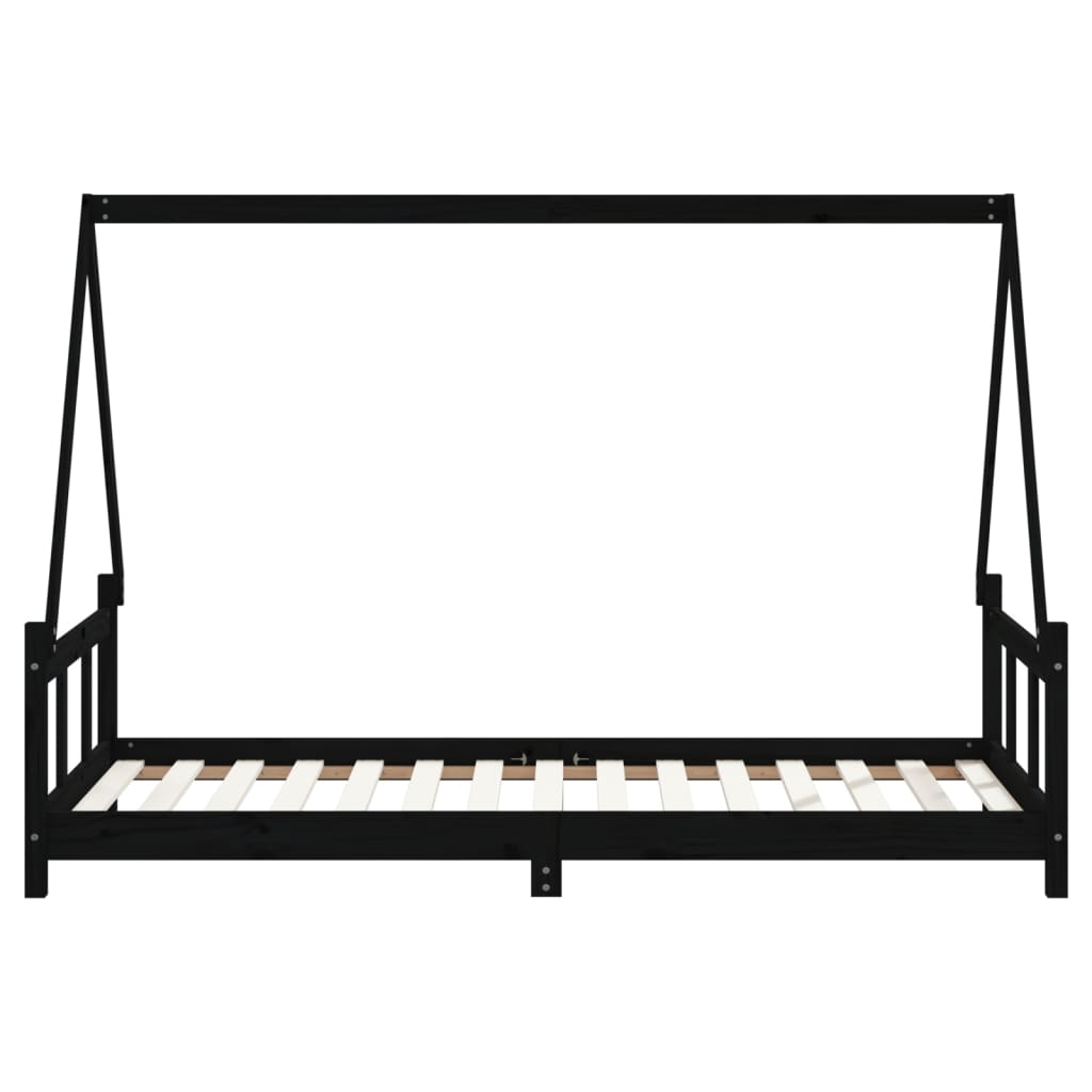 Children's bed black 90x190 cm solid pine wood