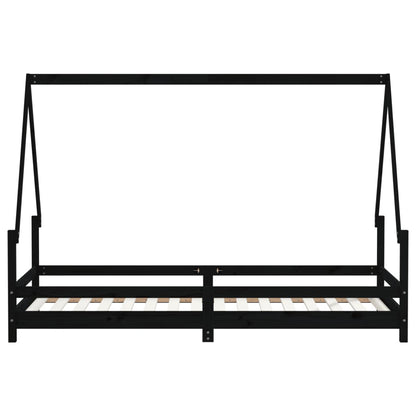 Children's bed black 80x200 cm solid pine wood