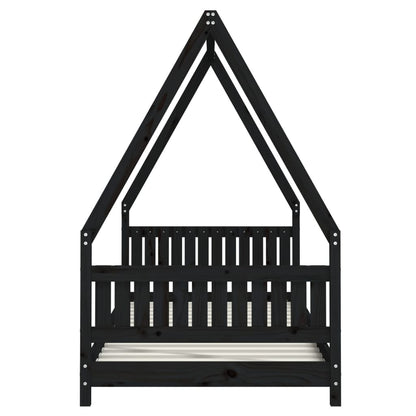 Children's bed black 90x200 cm solid pine wood