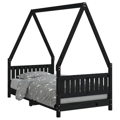Children's bed black 80x160 cm solid pine wood