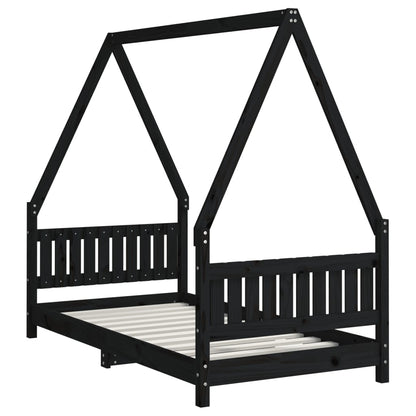 Children's bed black 80x160 cm solid pine wood