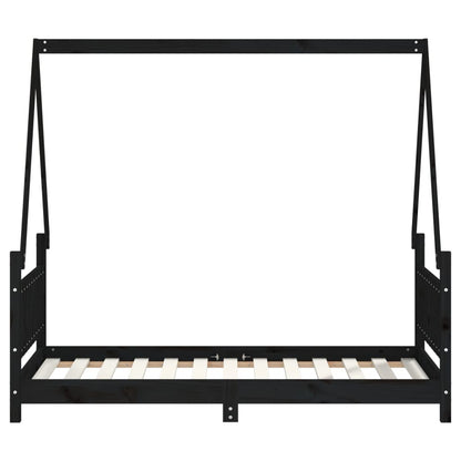 Children's bed black 80x160 cm solid pine wood