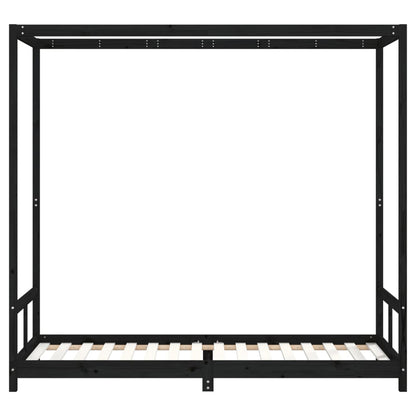 Children's bed black 80x200 cm solid pine wood