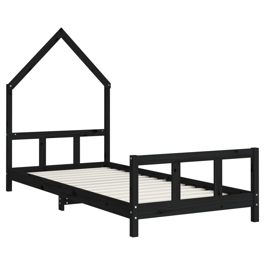 Children's bed black 90x190 cm solid pine wood