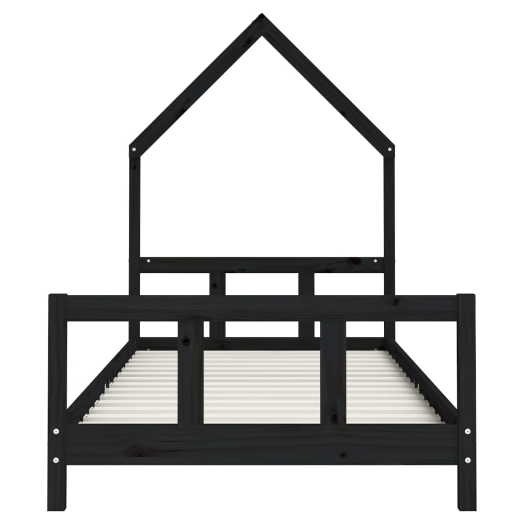 Children's bed black 90x190 cm solid pine wood