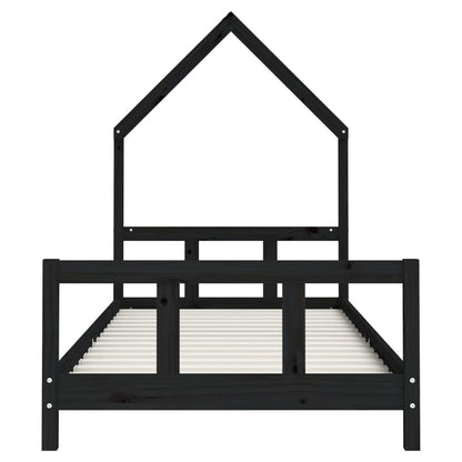Children's bed black 90x190 cm solid pine wood