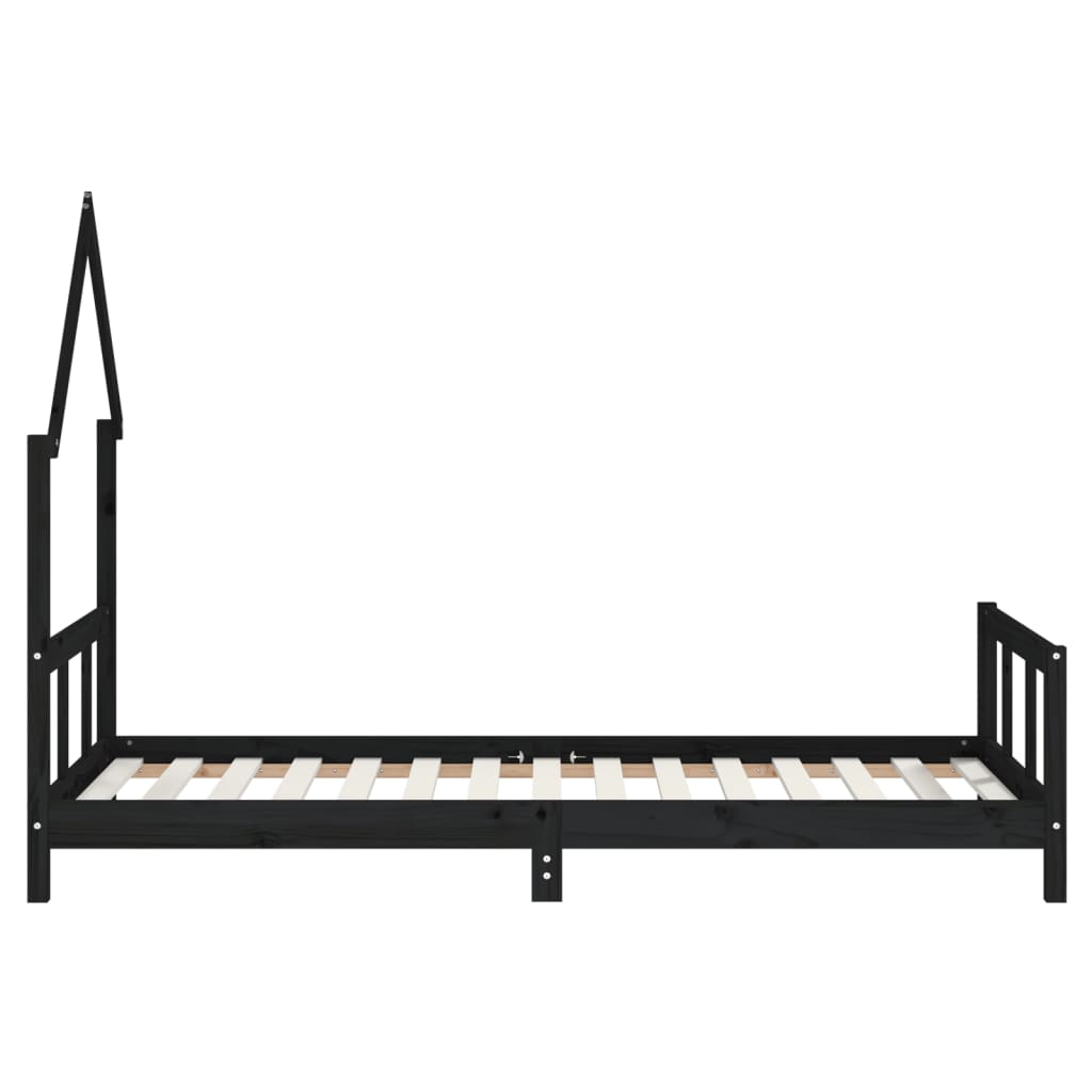 Children's bed black 90x190 cm solid pine wood