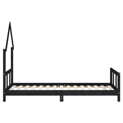 Children's bed black 90x190 cm solid pine wood