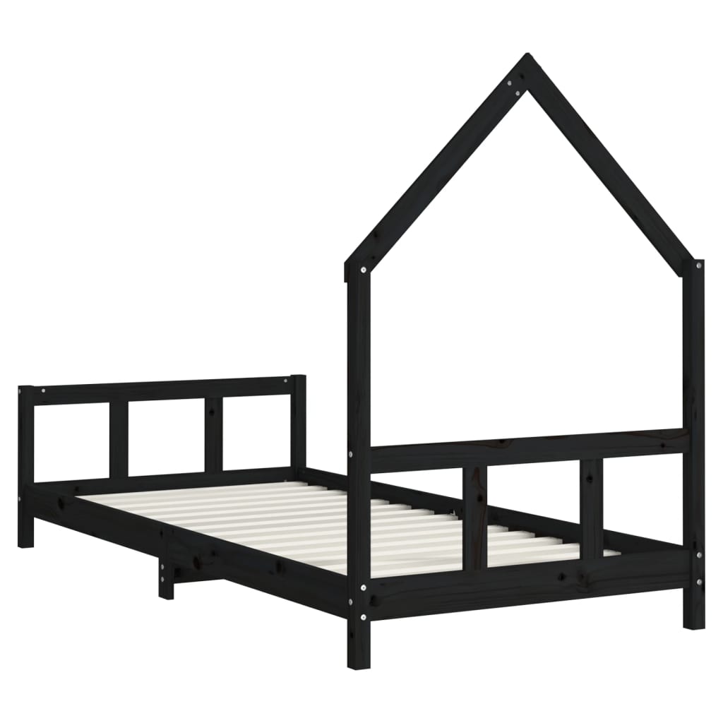 Children's bed black 90x190 cm solid pine wood