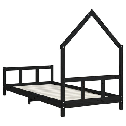 Children's bed black 90x190 cm solid pine wood