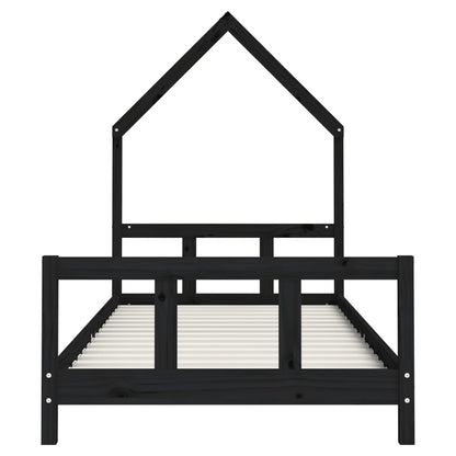 Children's bed black 90x200 cm solid pine wood