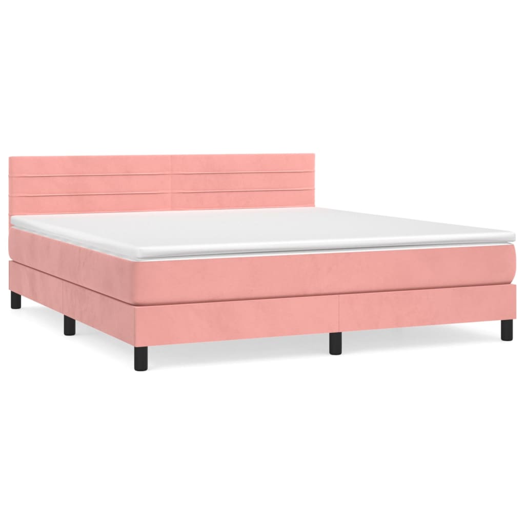 Box spring bed with mattress pink 180x200 cm velvet