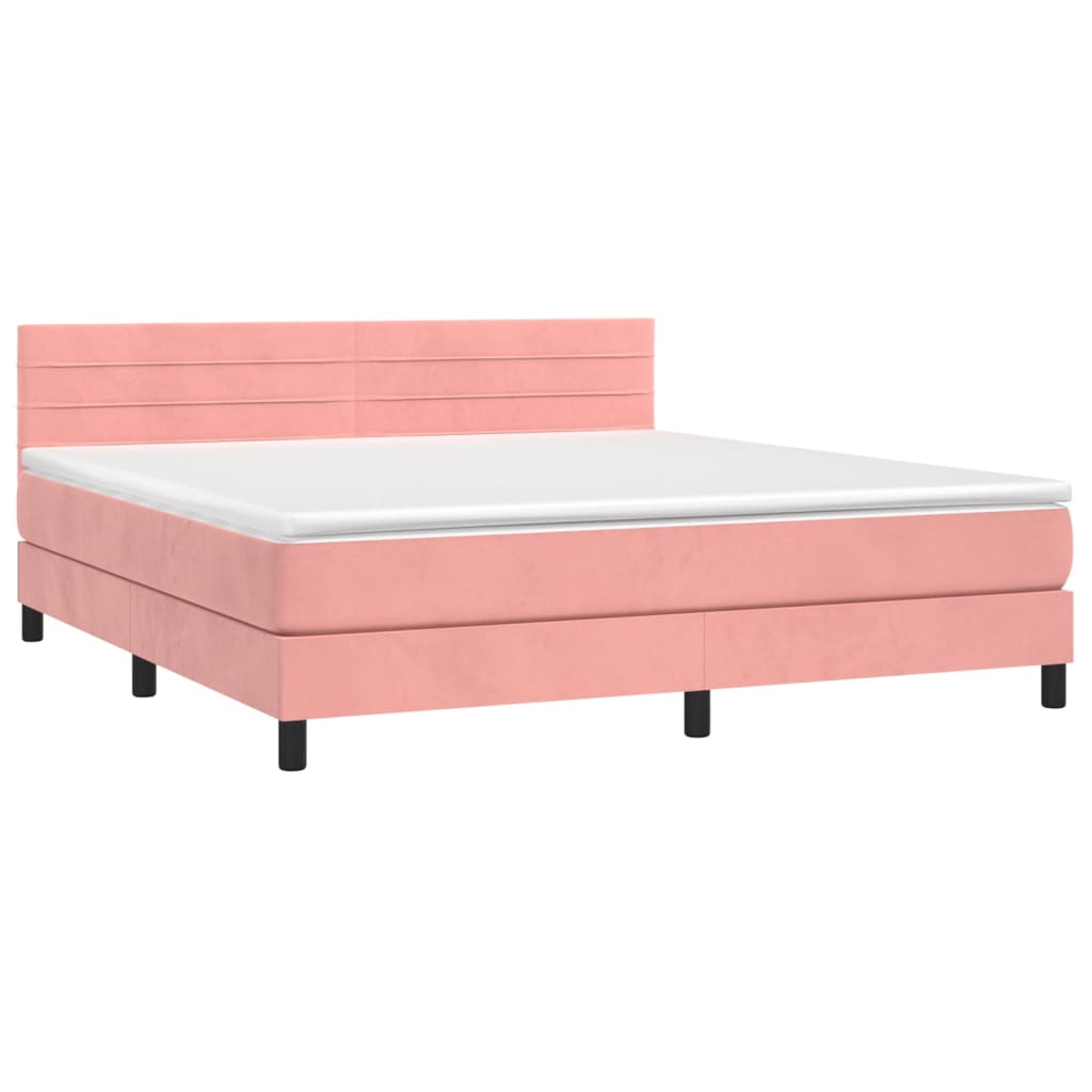 Box spring bed with mattress pink 180x200 cm velvet