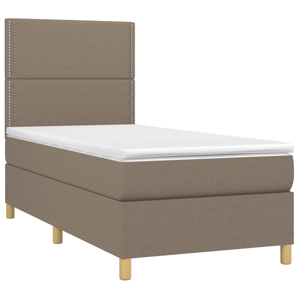 Box spring krevet s madracem taupe tkanina 90x200 cm