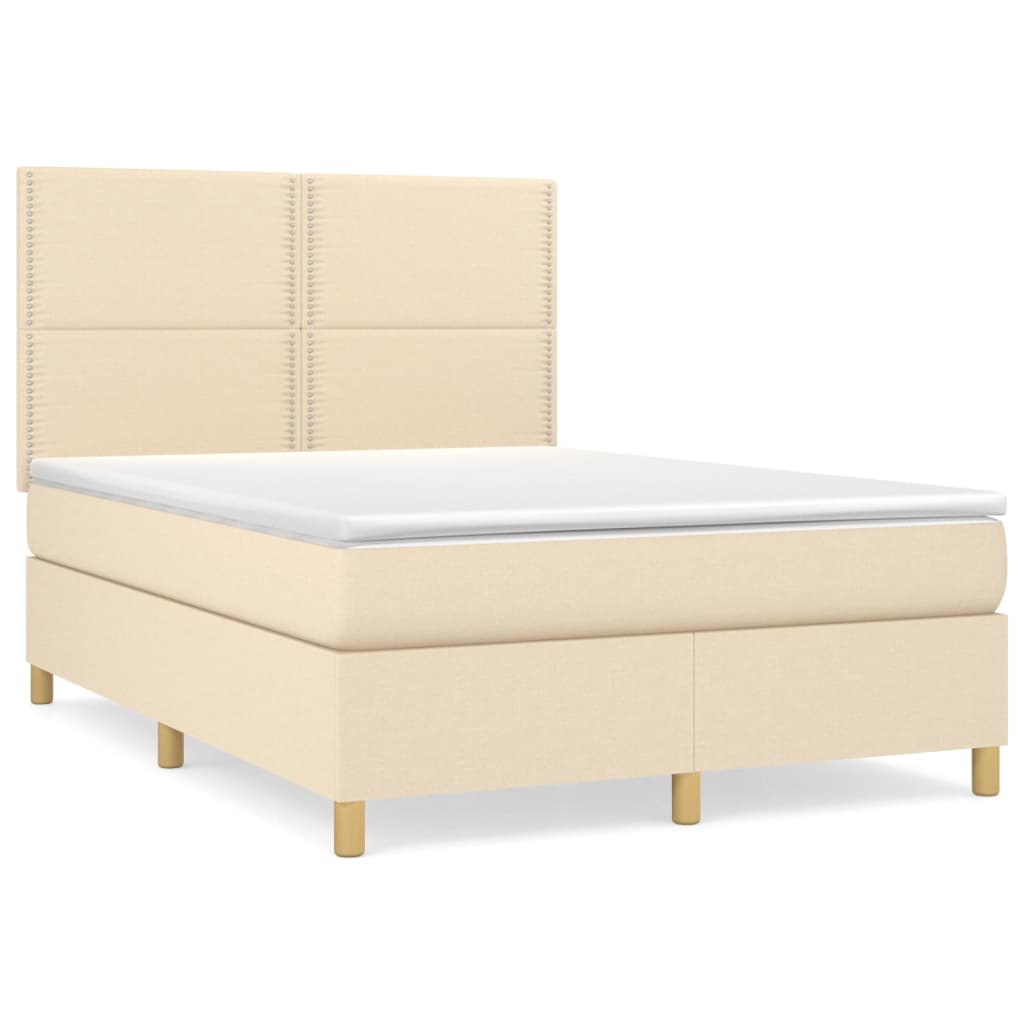 Box spring krevet s krem ​​madracem 140x200 cm štofa