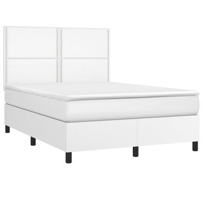Box spring bed with mattress white 140x200 cm artificial leather