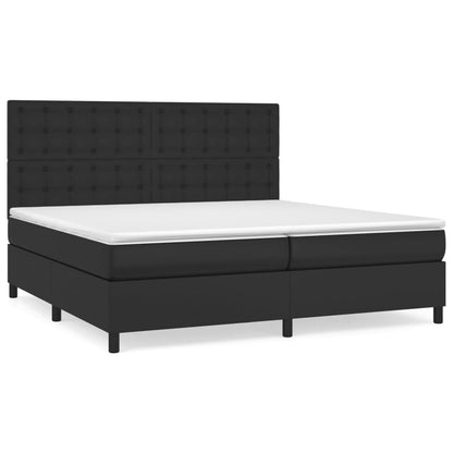 Box spring bed with mattress black 200x200 cm artificial leather