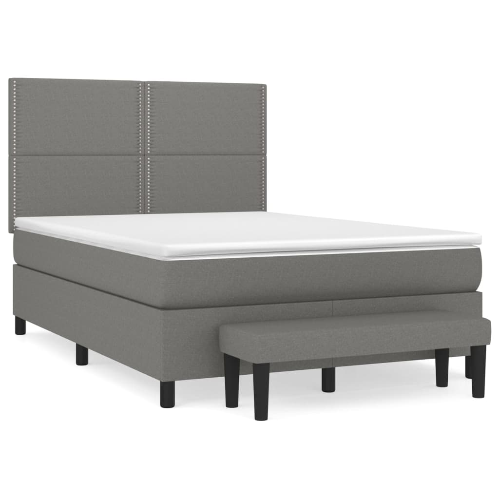 Box spring bed with mattress dark grey 140x200 cm fabric