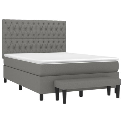 Box spring bed with mattress dark grey 140x200 cm fabric