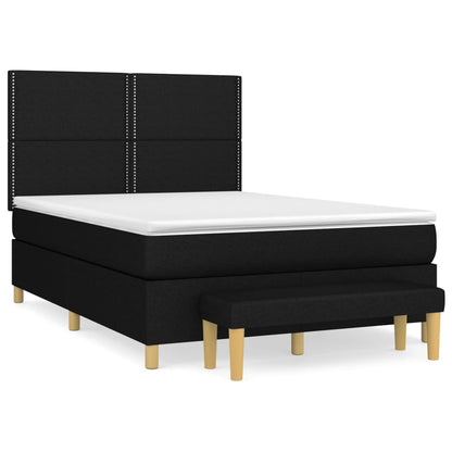 Box spring bed with mattress black 140x200 cm fabric