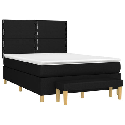 Box spring bed with mattress black 140x200 cm fabric