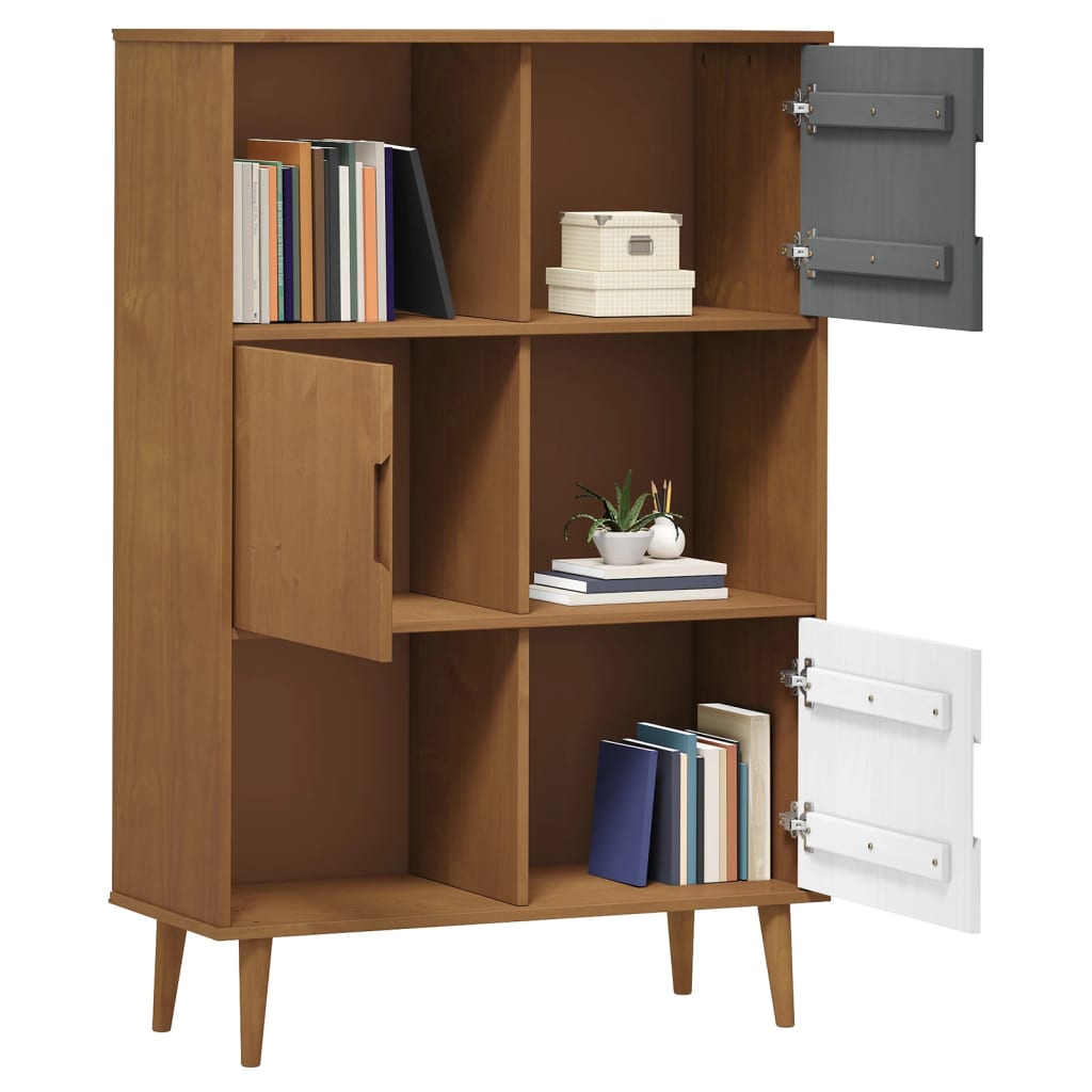 Bookcase MOLDE Brown 90x35x133,5 cm solid pine
