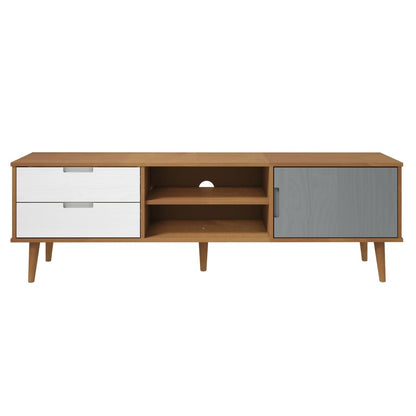 TV-Schrank MOLDE Braun 158x40x49 cm Massivholz Kiefer