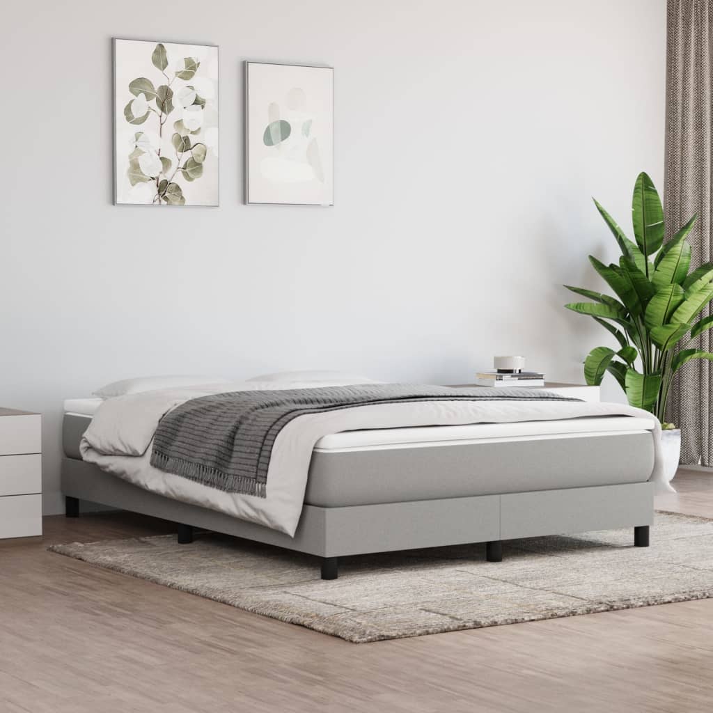Box spring bed with mattress light grey 140x200 cm fabric