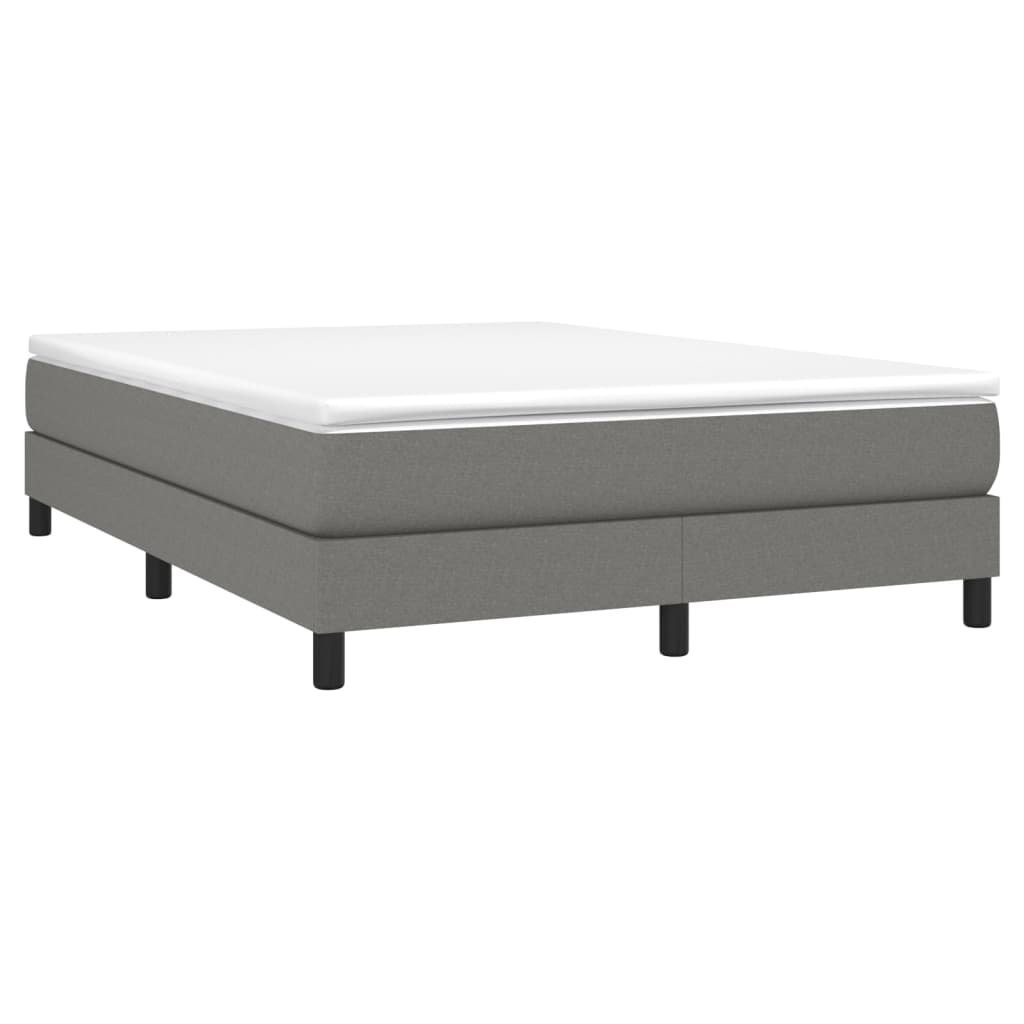Box spring bed with mattress dark grey 140x200 cm fabric