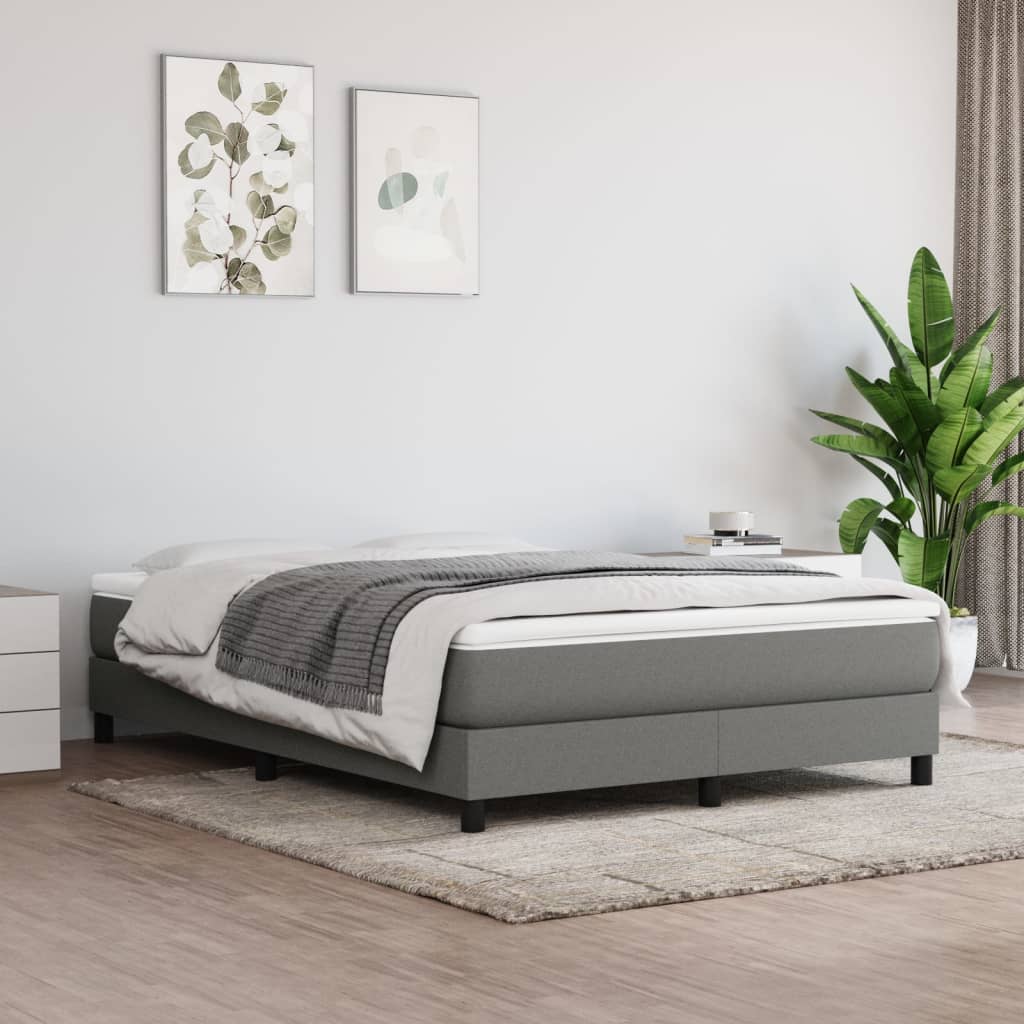 Box spring bed with mattress dark grey 140x200 cm fabric
