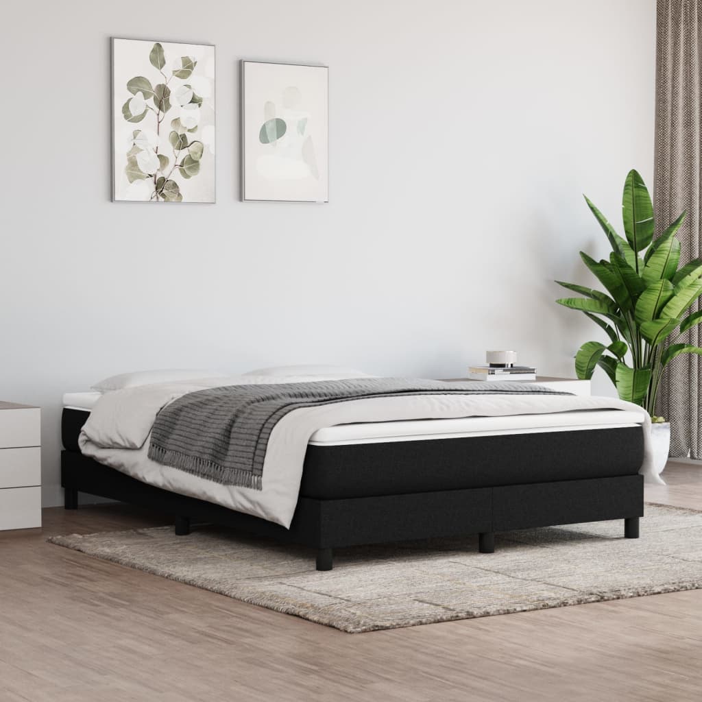Box spring bed with mattress black 140x200 cm fabric