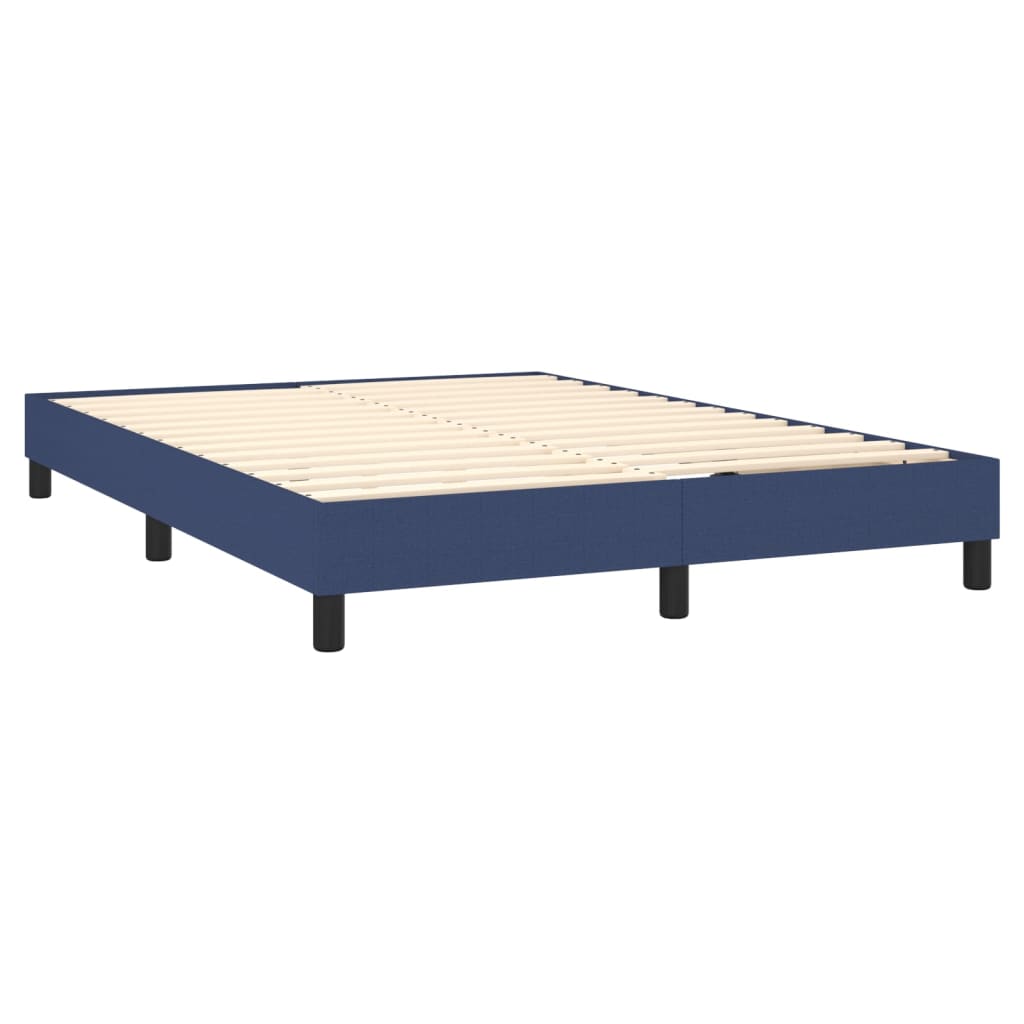 Box spring bed with mattress blue 140x200 cm fabric